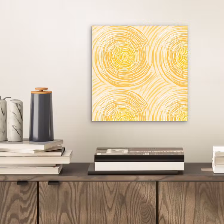 Cirkels - Abstract - Artistiek - Geel aluminium wit klein 46 -sfeer1