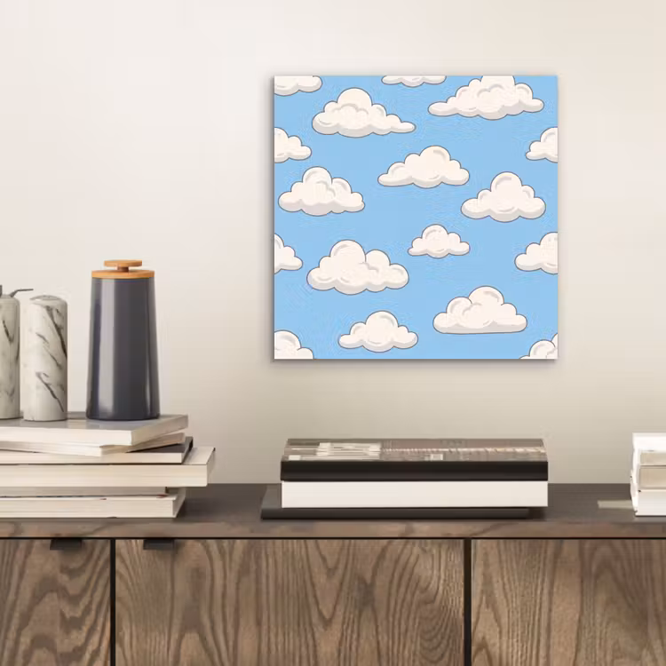 Wolk - Cartoon - Lucht - Blauw - Wit aluminium wit klein -sfeer1