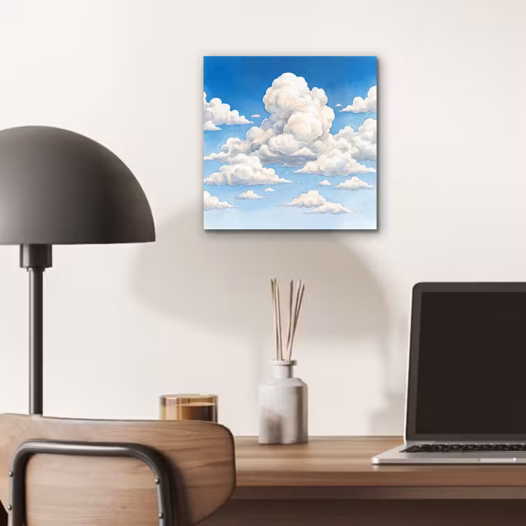 Wolken - Blauwe lucht - Natuur - Modern - Wit aluminium wit klein -sfeer5
