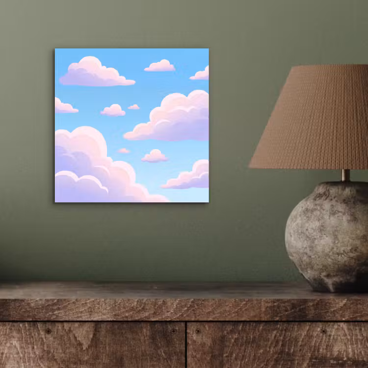 Wolken - Roze - Blauw - Natuur - Modern aluminium wit klein -sfeer2