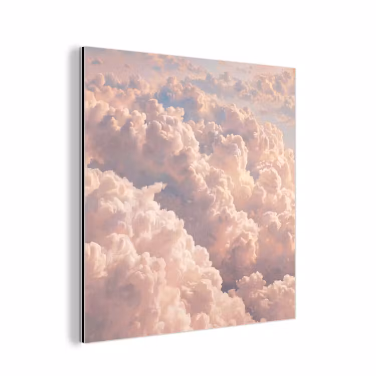 Wolken - Zonsondergang - Natuur - Pastel - Roze aluminium wit klein -3d