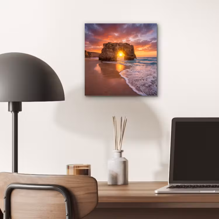 Kust - Rots - Zonsondergang - Zee - Natuur aluminium wit klein -sfeer5