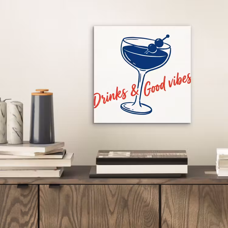 Cocktail - Glas - Illustratie - Blauw - Wit aluminium wit klein -sfeer1