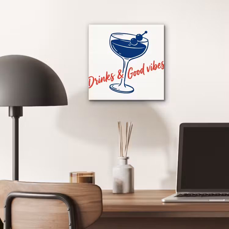 Cocktail - Glas - Illustratie - Blauw - Wit aluminium wit klein -sfeer5