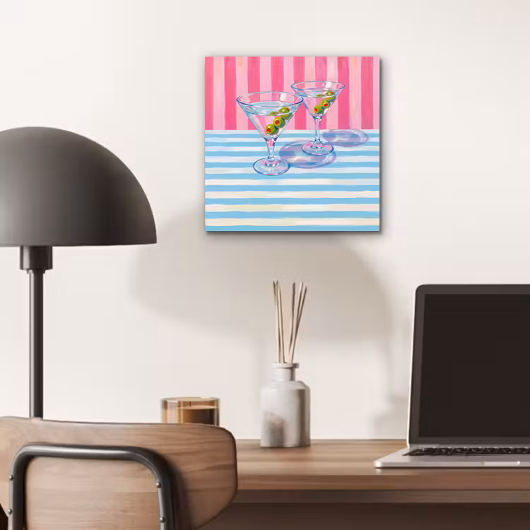 Cocktail - Olijven - Kunst - Modern - Roze aluminium wit klein -sfeer5