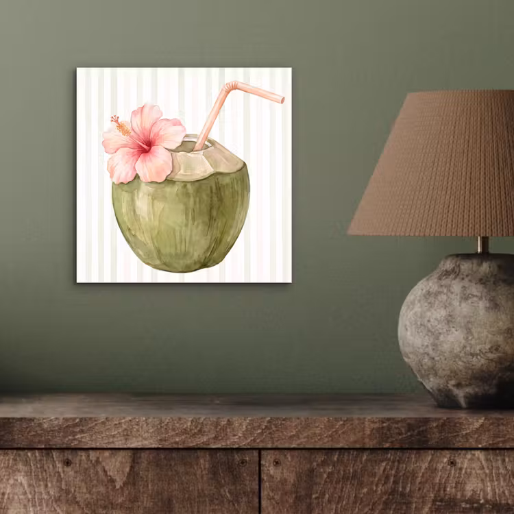 Kokosnoot - Drank - Tropisch - Illustratie - Zomer aluminium wit klein -sfeer2