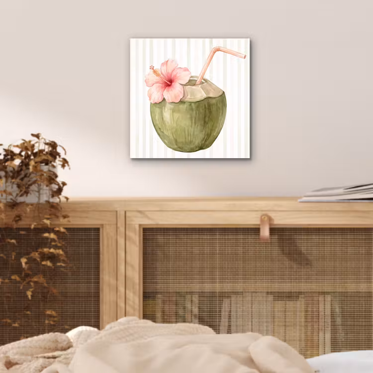 Kokosnoot - Drank - Tropisch - Illustratie - Zomer aluminium wit klein -sfeer3