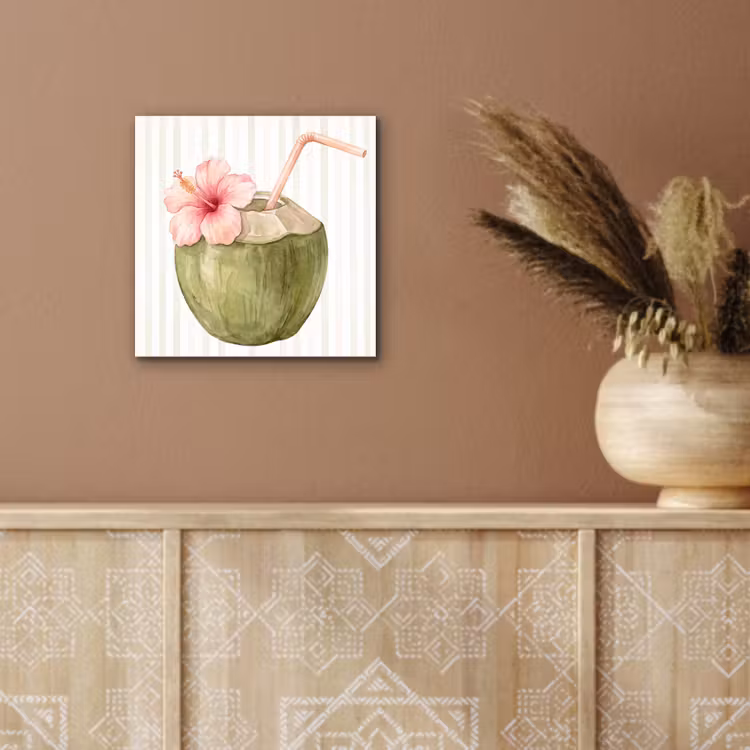 Kokosnoot - Drank - Tropisch - Illustratie - Zomer aluminium wit klein -sfeer4