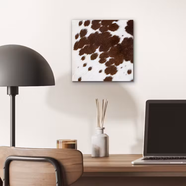Koeienhuid - Klassiek - Bruin aluminium wit klein -sfeer5
