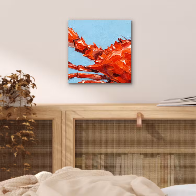 Krab - Zee - Dieren - Abstract - Rood aluminium wit klein -sfeer3