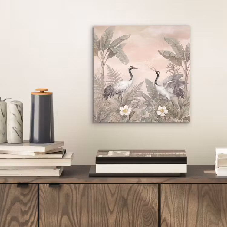Kraanvogels - Natuur - Roze aluminium wit klein -sfeer1