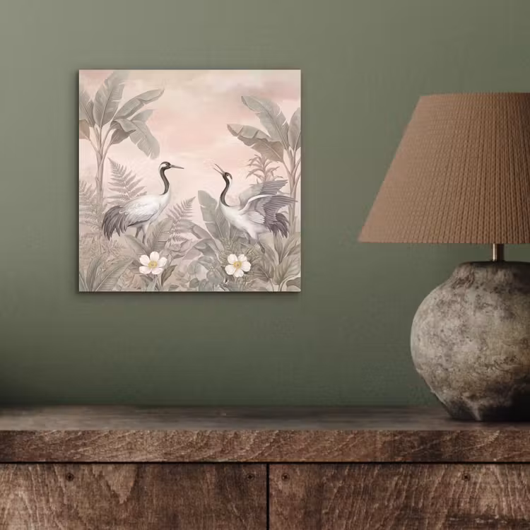 Kraanvogels - Natuur - Roze aluminium wit klein -sfeer2