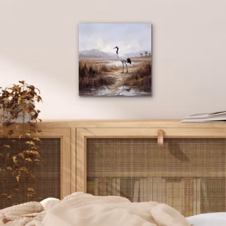 Kraanvogel - Natuur - Realistisch aluminium wit klein -sfeer3