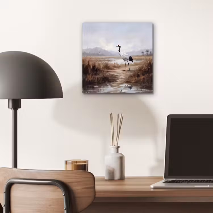 Kraanvogel - Natuur - Realistisch aluminium wit klein -sfeer5