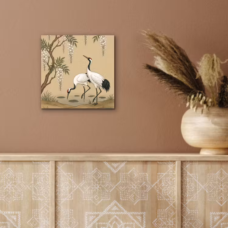 Kraanvogels - Water - Beige aluminium wit klein -sfeer4