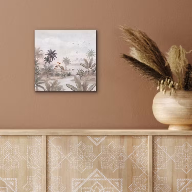 Kraanvogels - Palmbomen - Tropisch aluminium wit klein -sfeer4