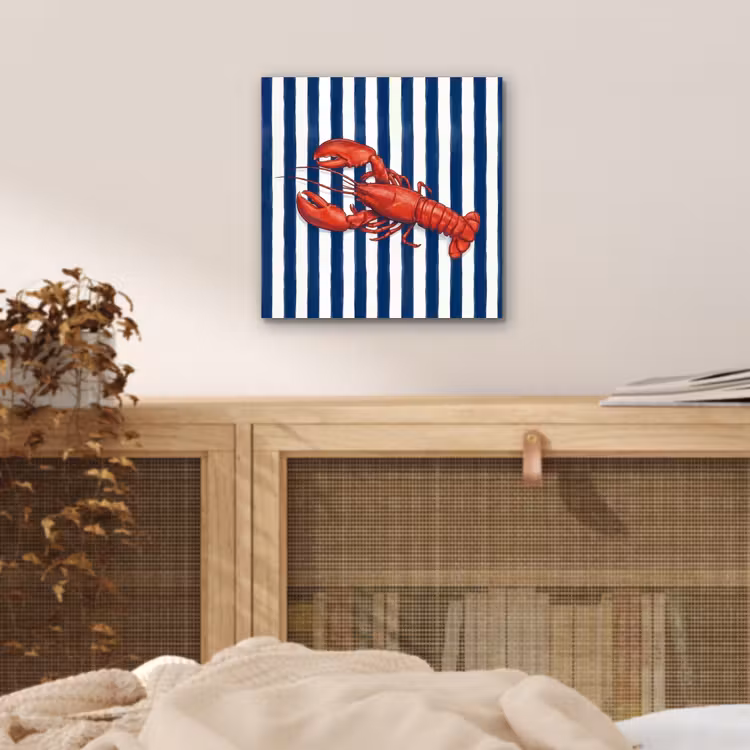 Schaaldier - Kreeft - Marine - Illustratie - Rood aluminium wit klein -sfeer3