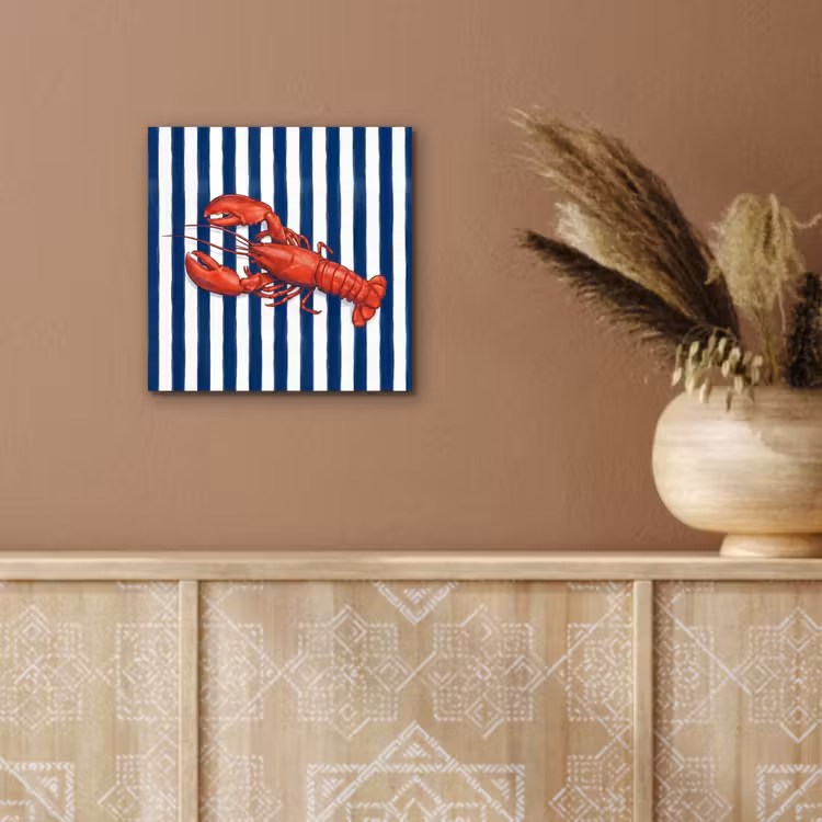 Schaaldier - Kreeft - Marine - Illustratie - Rood aluminium wit klein -sfeer4