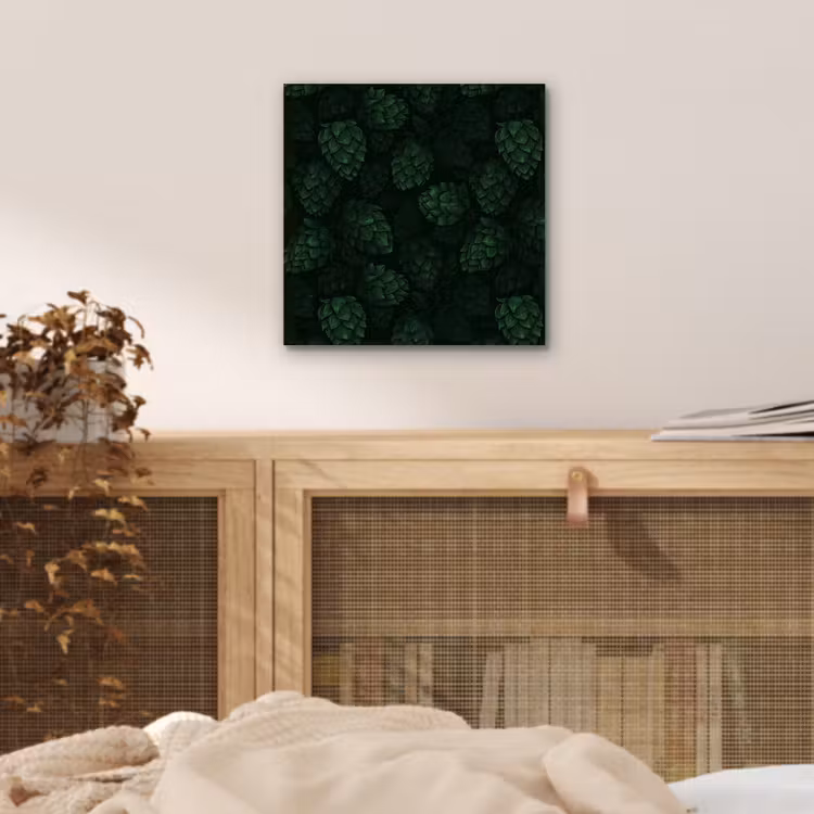Donker - Groen - Hopbellen - Botanisch - Illustratie aluminium wit klein 46 -sfeer3