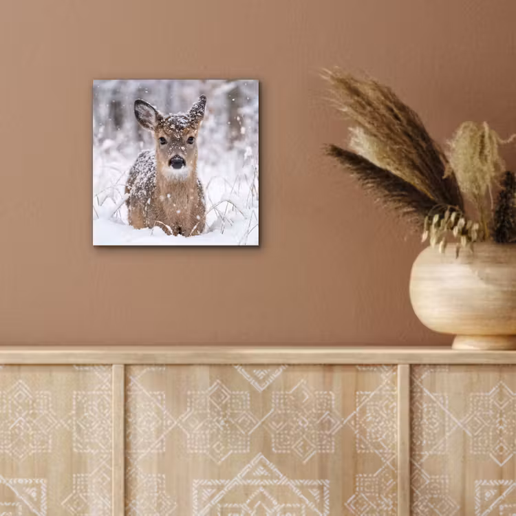 Hert - Sneeuw - Bos - Dieren - Vertederend aluminium wit klein -sfeer4
