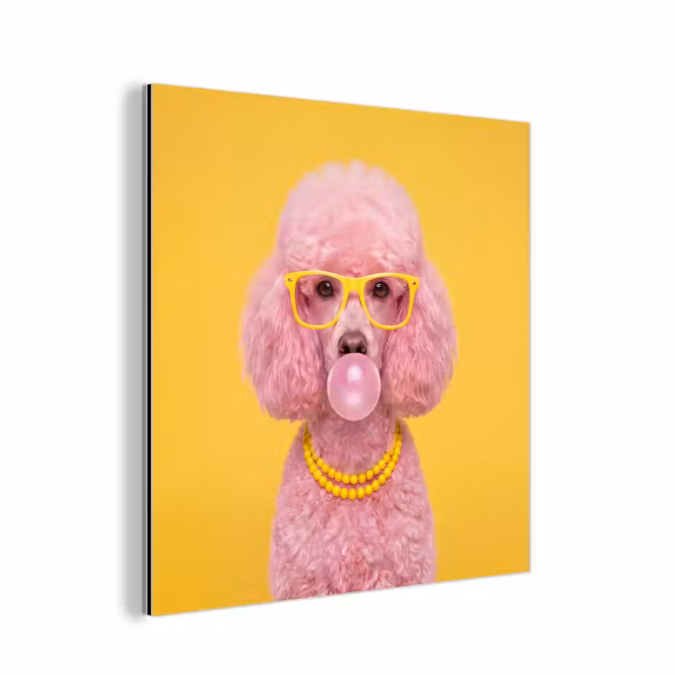 Hond - Kauwgum - Dieren - Modern - Roze aluminium wit klein -3d