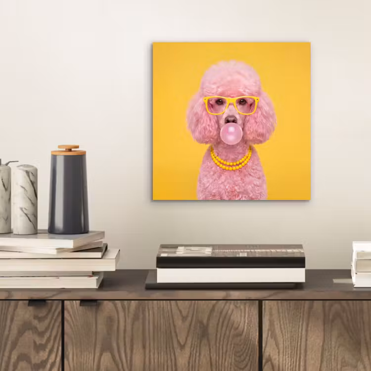 Hond - Kauwgum - Dieren - Modern - Roze aluminium wit klein -sfeer1