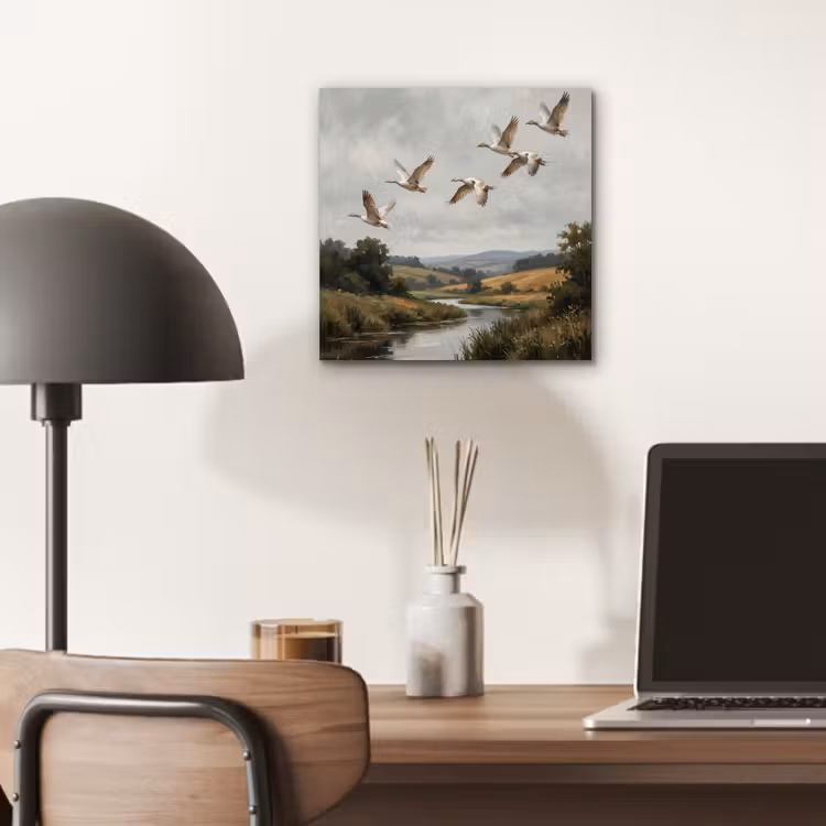 Eenden - Rivier - Landschap - Vlucht - Nostalgisch aluminium wit klein -sfeer5