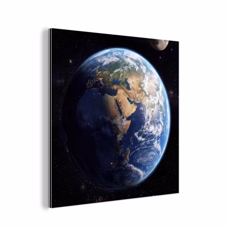 Aarde - Ruimte - Blauw - Groen aluminium wit klein -3d