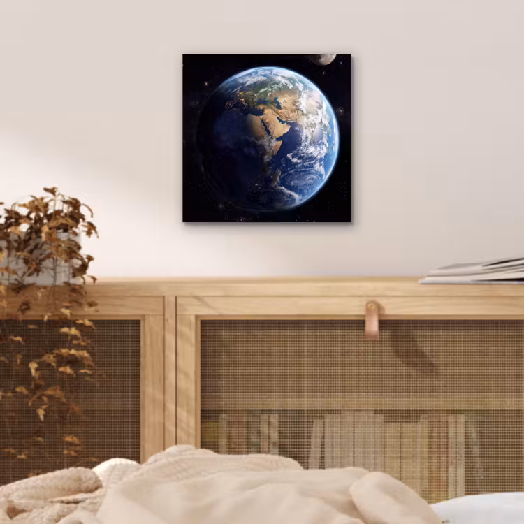 Aarde - Ruimte - Blauw - Groen aluminium wit klein -sfeer3