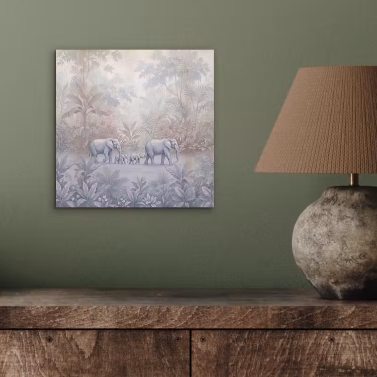 Olifant - Familie - Jungle - Illustratie - Grijs aluminium wit klein -sfeer2