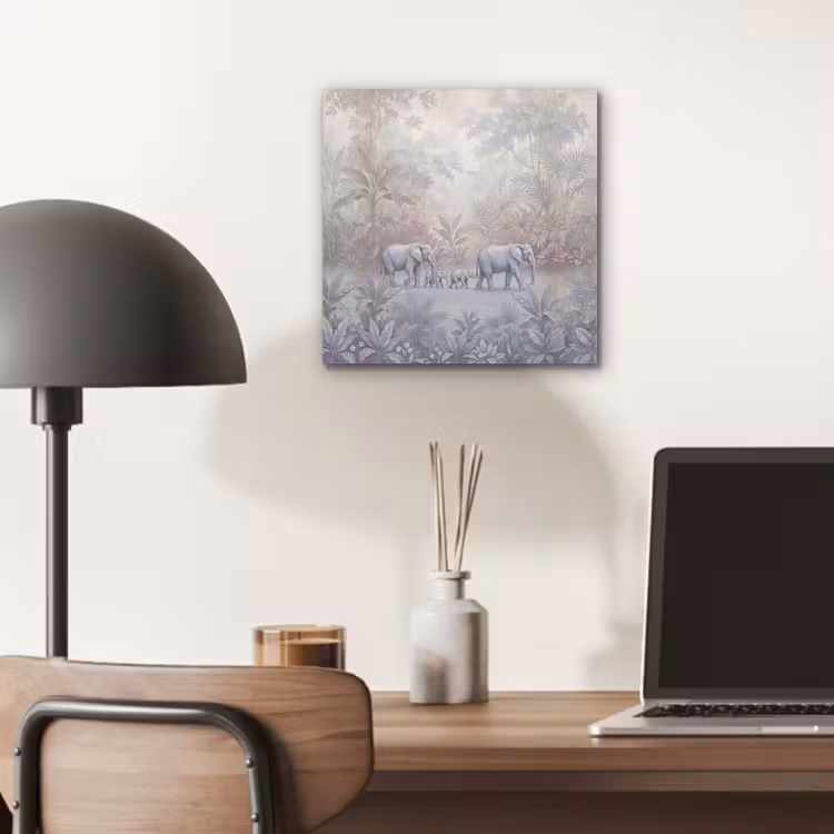 Olifant - Familie - Jungle - Illustratie - Grijs aluminium wit klein -sfeer5