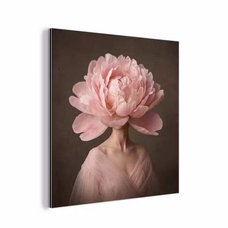 Gezicht - Roos - Roze aluminium wit klein -3d