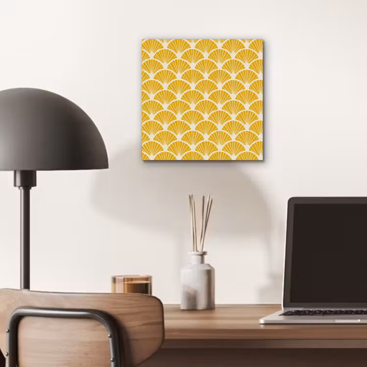 Waaiers - Art Deco - Retro - Okergeel aluminium wit klein 46 -sfeer5