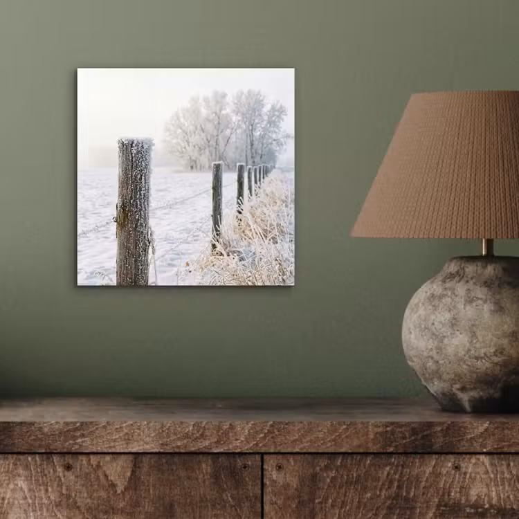 Hek - Sneeuw - Mist - Platteland - Nostalgisch aluminium wit klein -sfeer2