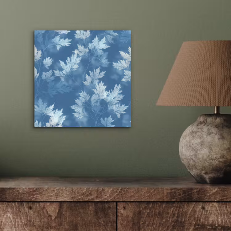 Varen - Botanisch - Patroon - Grijsblauw aluminium wit klein 46 -sfeer2