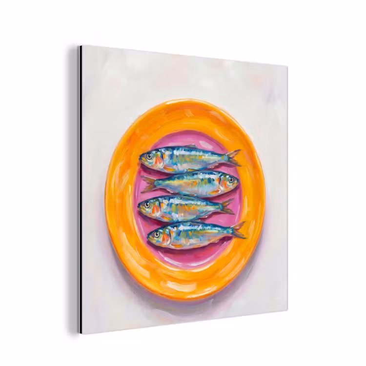 Vis - Vier - Eten - Modern - Kleurrijk aluminium wit klein -3d