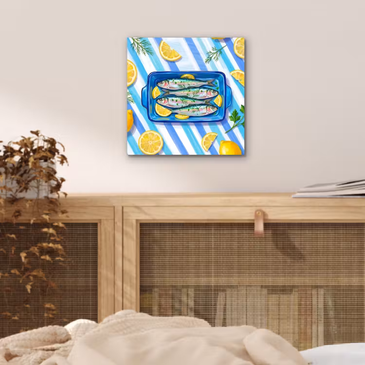 Vis - Citroen - Kruiden - Eten - Blauw aluminium wit klein -sfeer3
