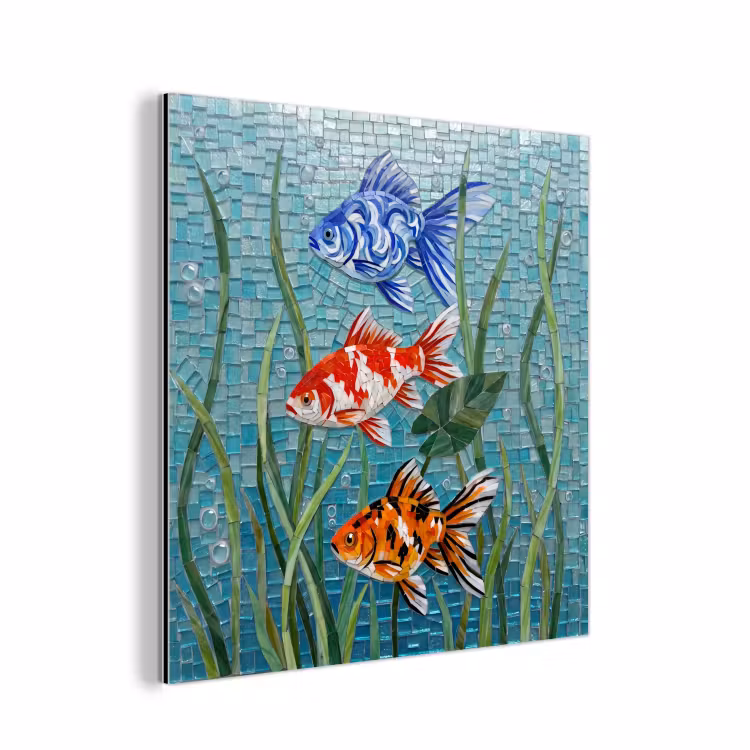Vis - Mozaïek - Onderwater - Kleurrijk - Dieren aluminium wit klein -3d