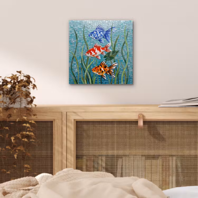 Vis - Mozaïek - Onderwater - Kleurrijk - Dieren aluminium wit klein -sfeer3