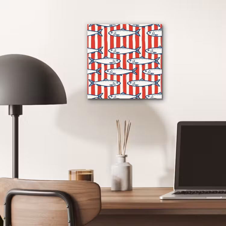 Vis - Patroon - Strepen - Illustratie - Rood aluminium wit klein -sfeer5