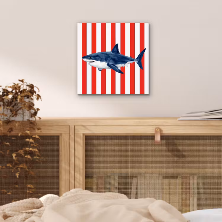 Vis - Haai - Zee - Illustratie - Blauw aluminium wit klein -sfeer3