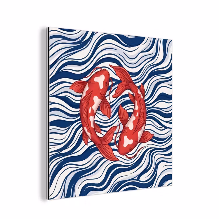 Vis - Water - Natuur - Illustratie - Rood aluminium wit klein -3d