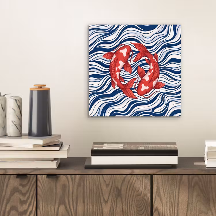 Vis - Water - Natuur - Illustratie - Rood aluminium wit klein -sfeer1