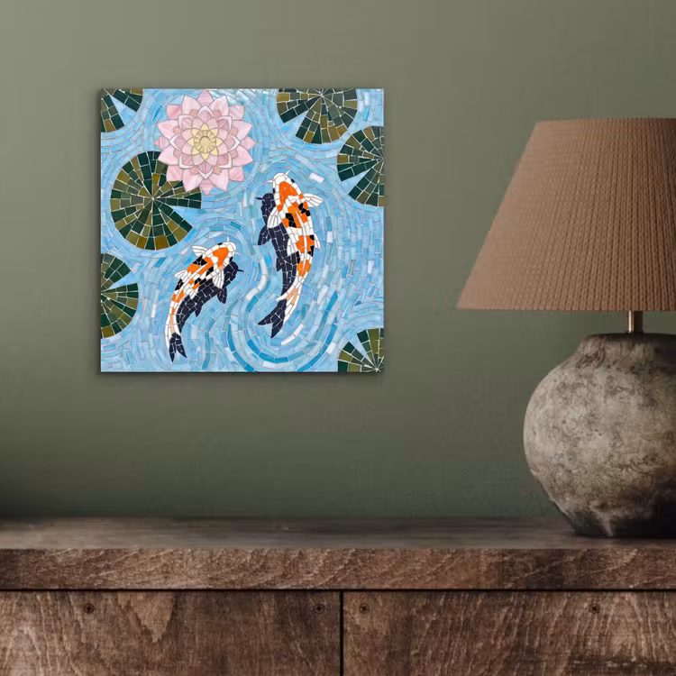 Vis - Water - Natuur - Mozaïek - Blauw aluminium wit klein -sfeer2