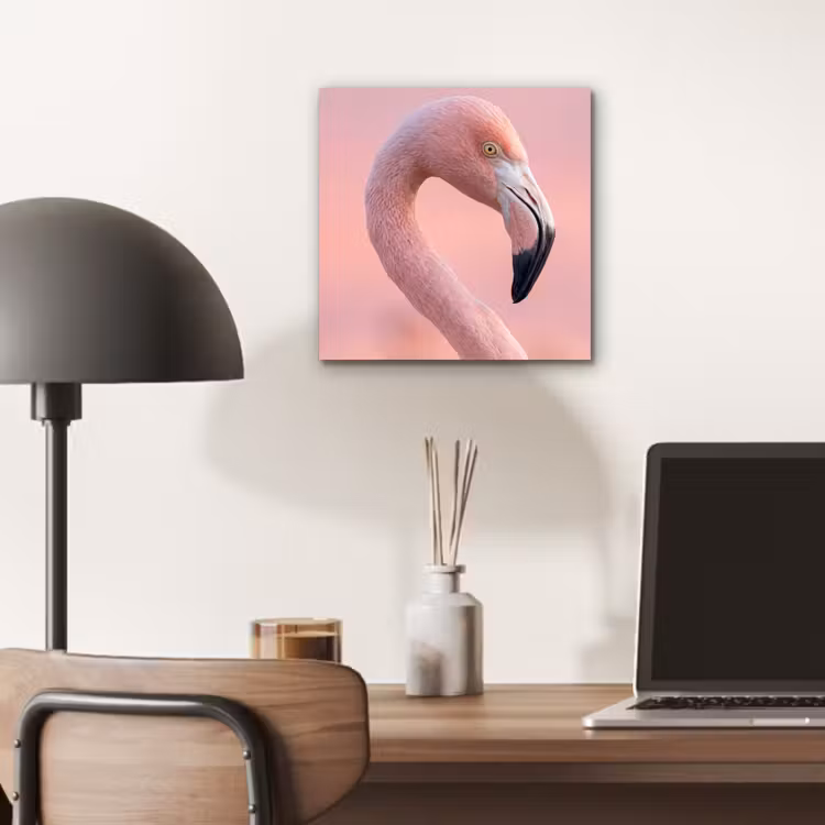 Flamingo - Portret - Roze aluminium wit klein -sfeer5