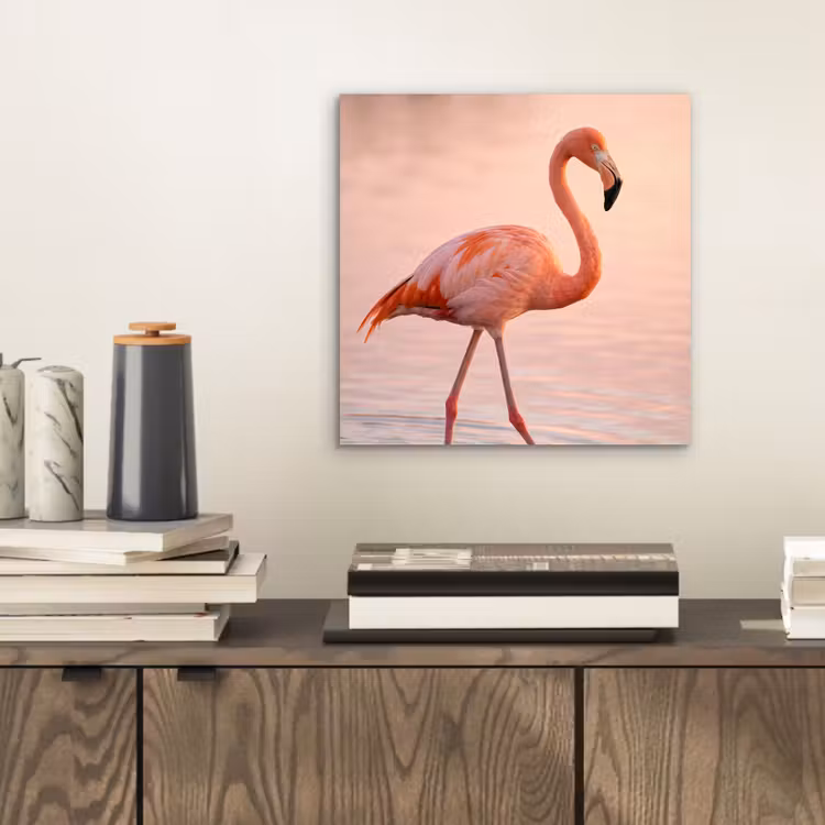 Flamingo - Water - Roze aluminium wit klein -sfeer1