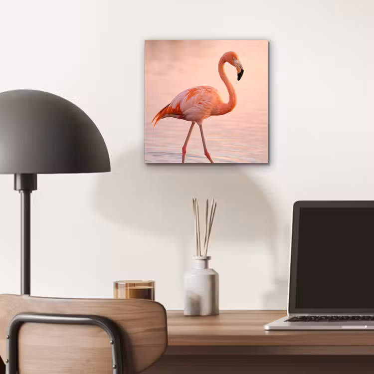 Flamingo - Water - Roze aluminium wit klein -sfeer5