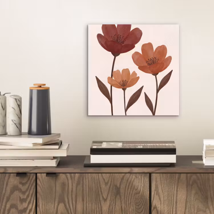 Bloemen - Abstract - Modern - Bruin - Decoratief aluminium wit klein -sfeer1