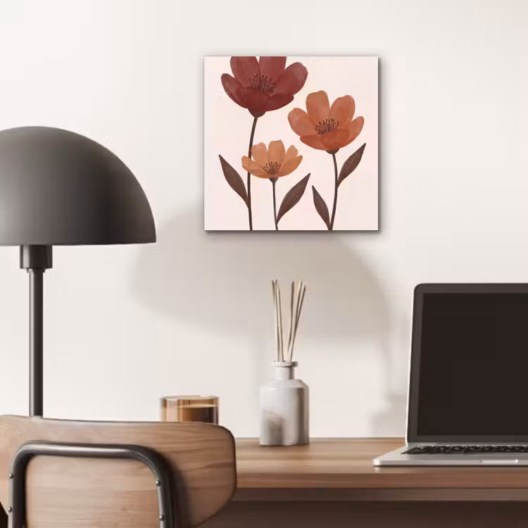 Bloemen - Abstract - Modern - Bruin - Decoratief aluminium wit klein -sfeer5