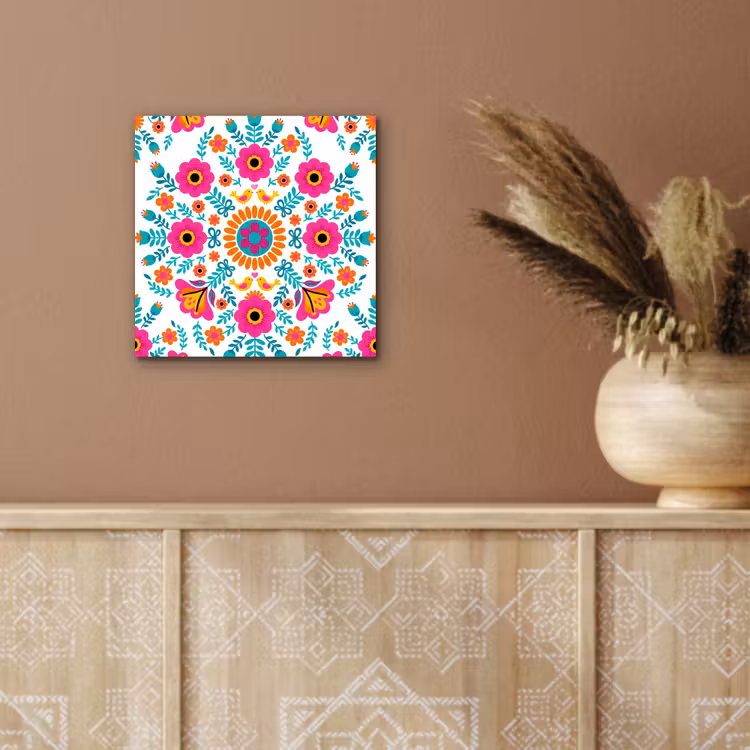 Bloemen - Vogel - Patroon - Kleurrijk - Modern aluminium wit klein -sfeer4
